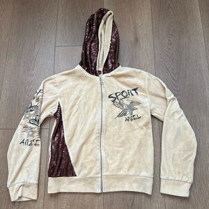 Cream and Brown Hoodie